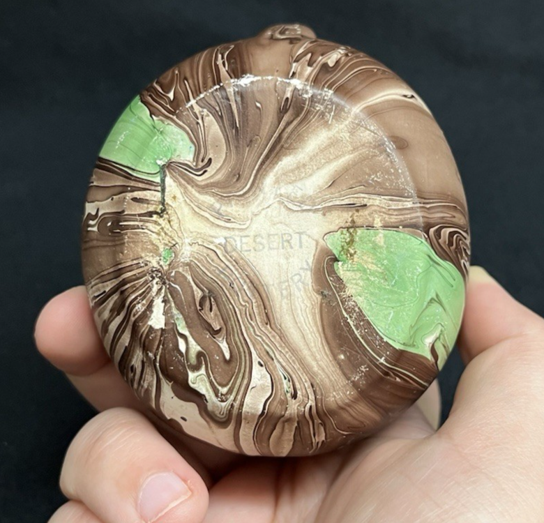 Vintage Nemadji Dessert Pottery Brown and Green Swirl Creamer Glazed Interior