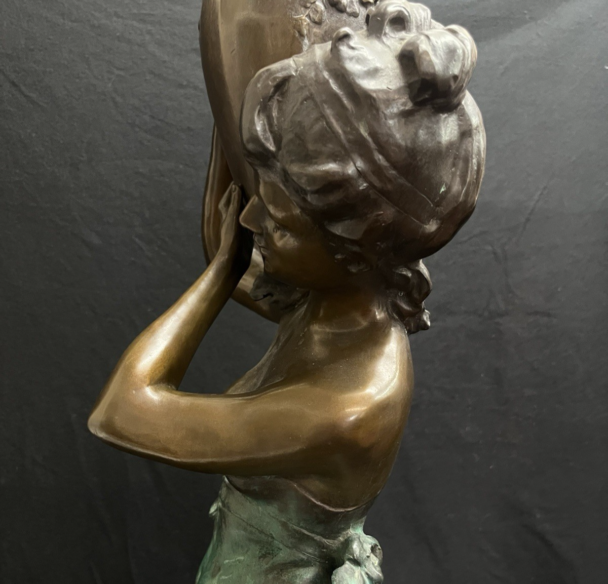 PB1 Auguste Moreau Large Bronze "Woman with Vessel" Statue w/ Marble Base 36"