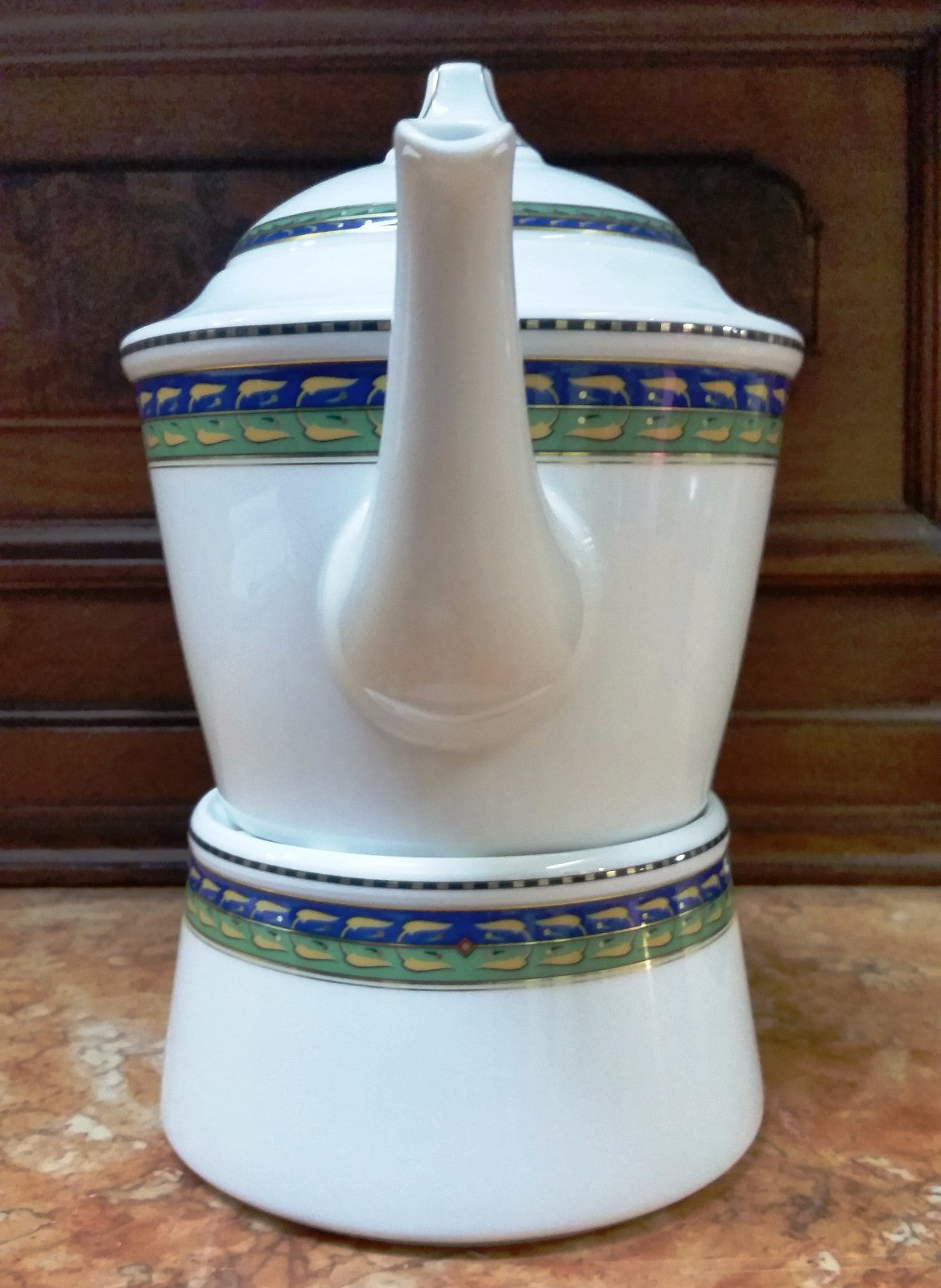 Vintage German Kaiser  4 pc China Medea Pattern Teapot & Warmer NICE