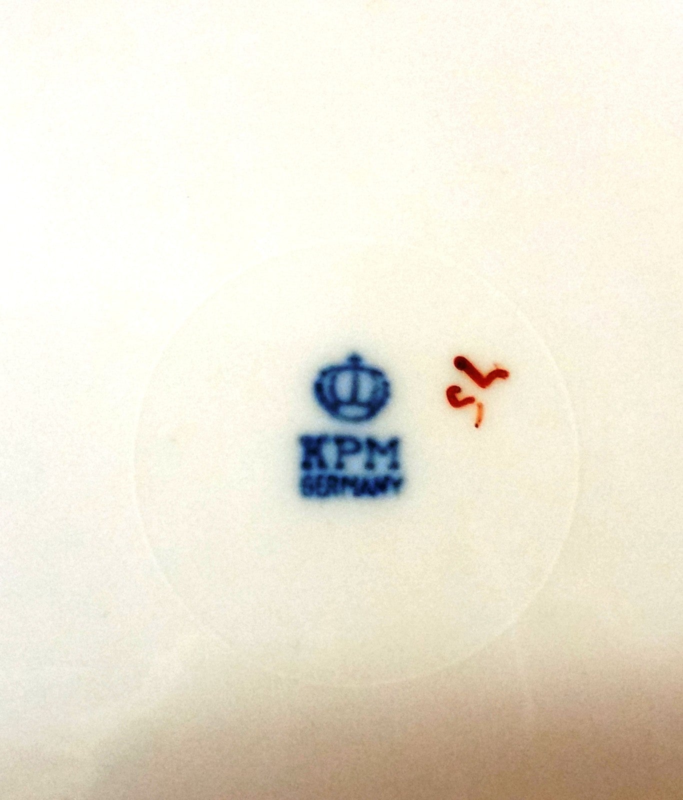 Antique KPM Pair of 12" Chargers GERMANY Pattern 27058 Blue band 1905-1920