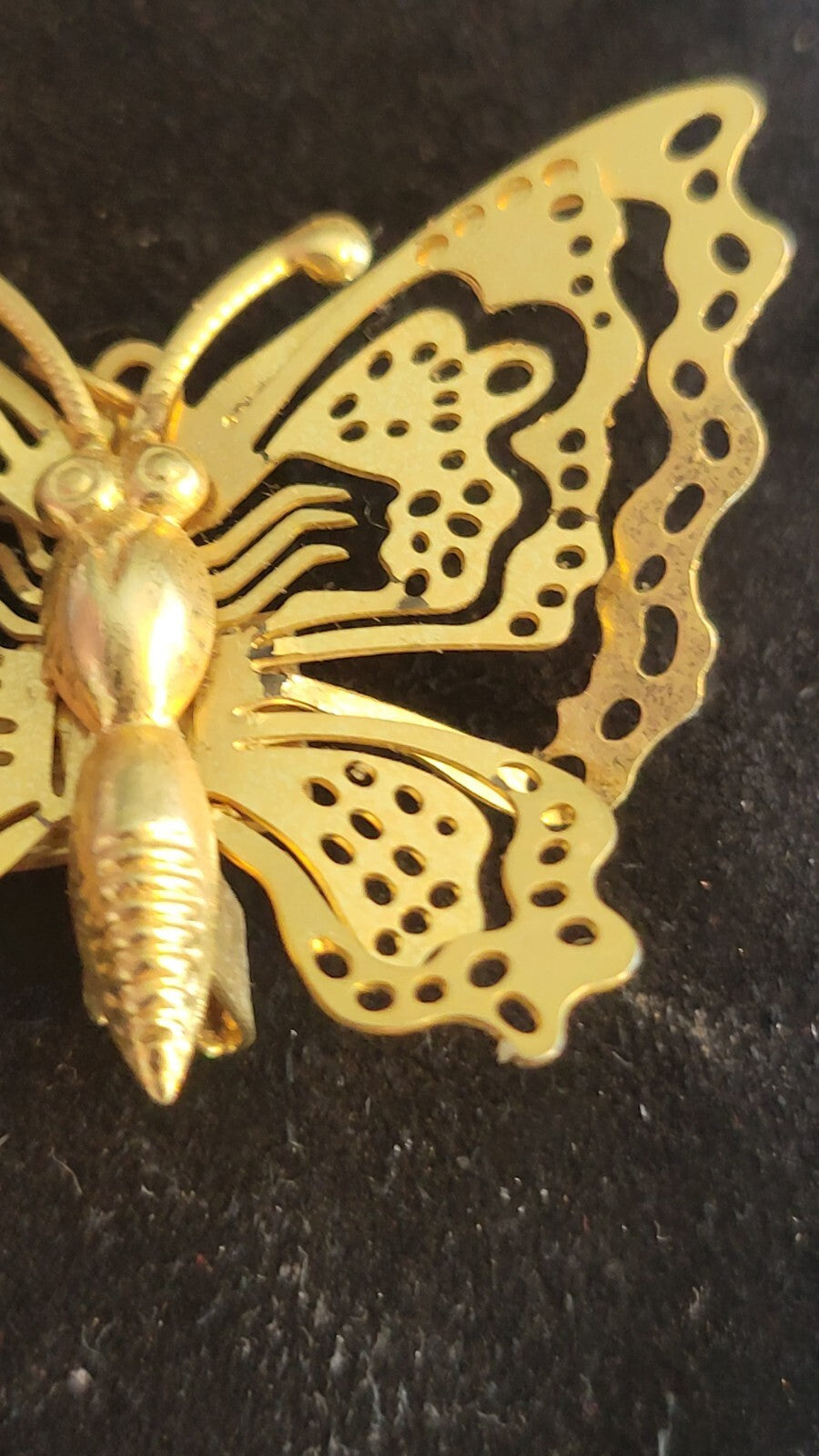 Gold Plated Butterfly Brooch Pin  Pendant Engraved Lady A. LESSER G.H.P. 1994-95