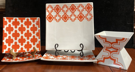 Crate Barrel CB2 Dish Set Of 6 Plates and Angular Bowls BH179