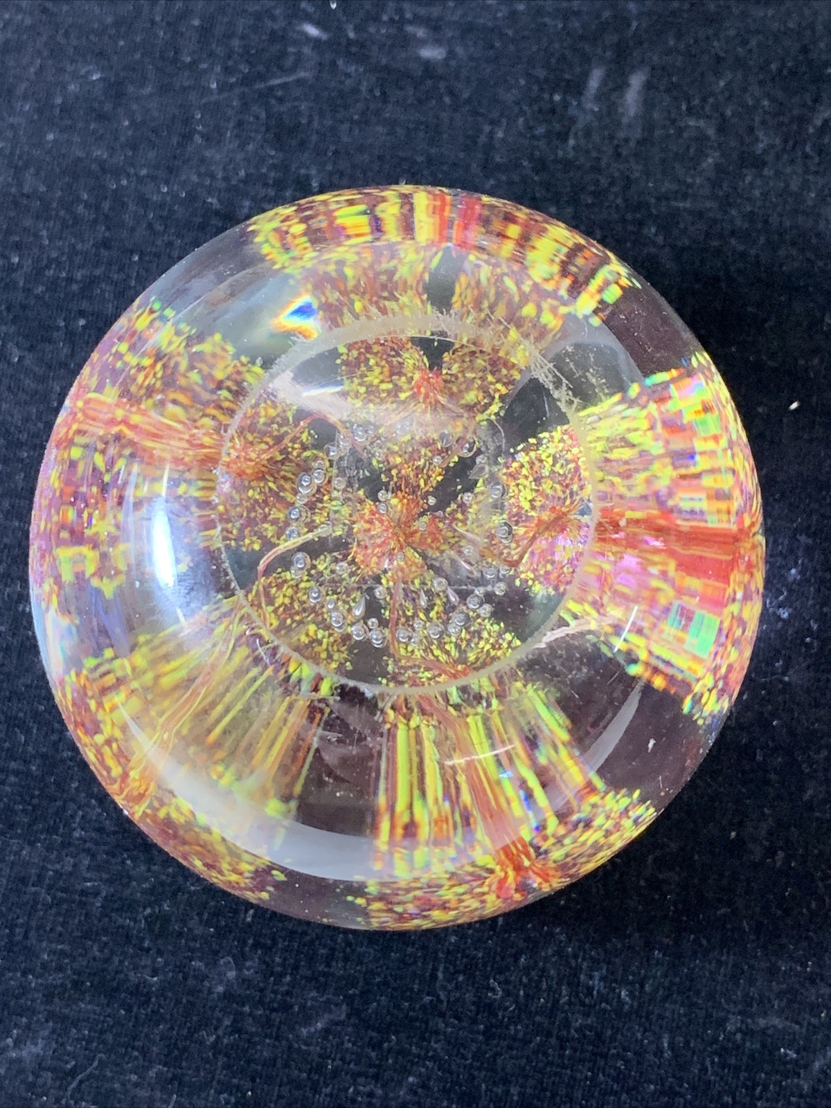 Vintage Millefiori Murano Style Pattern Paperweight Hand Blown Glass # 11