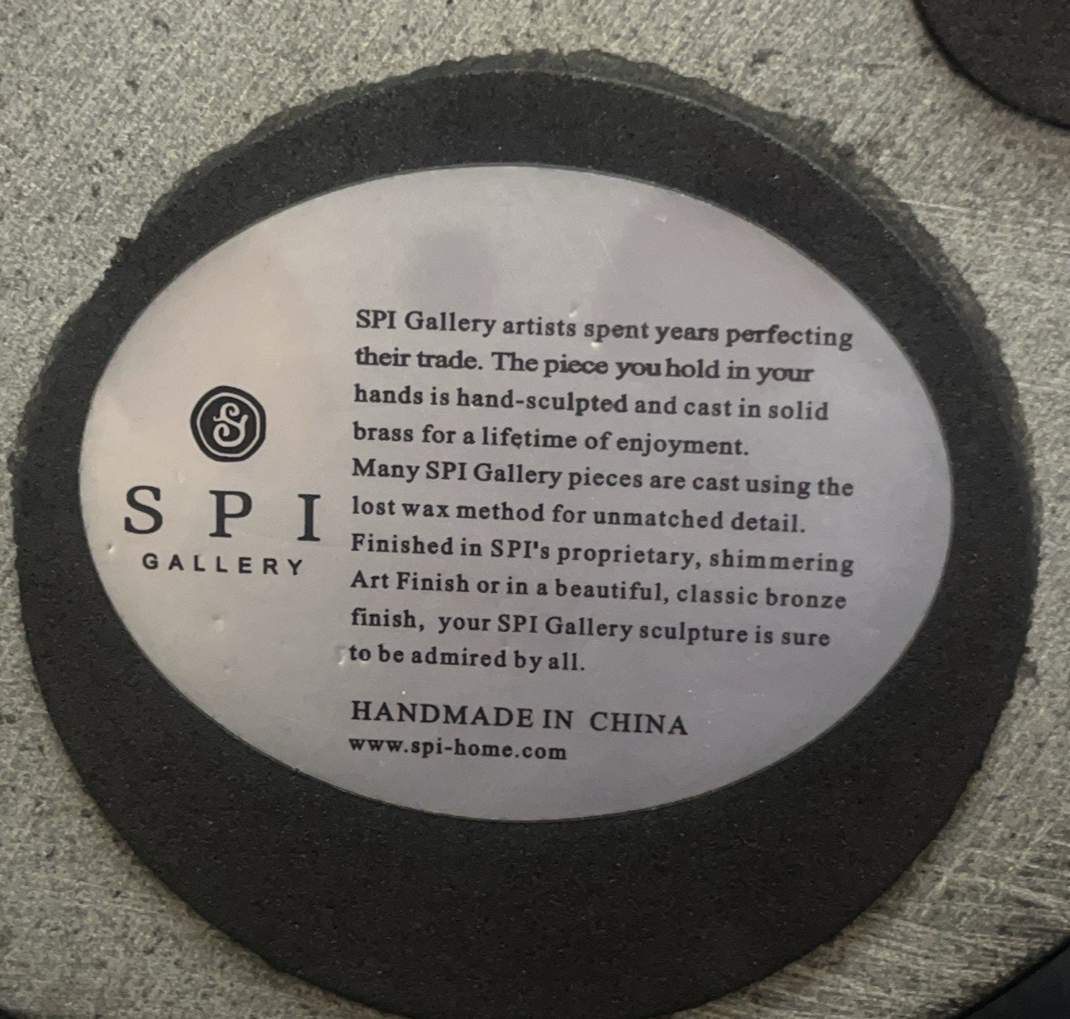 SPI Home Gallery Bronze Pelican Eating Fish Sculpture w/ Marble Base 15" PB2