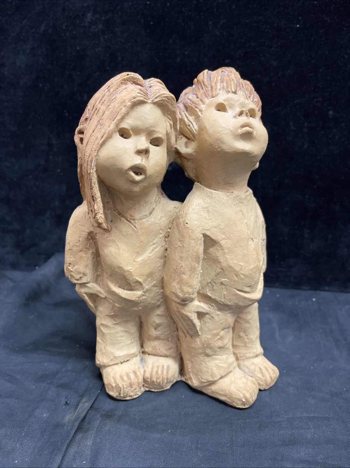 Lee Bortin Original Boy & Girl Stargazing 7 1/2" Clay Sculpture