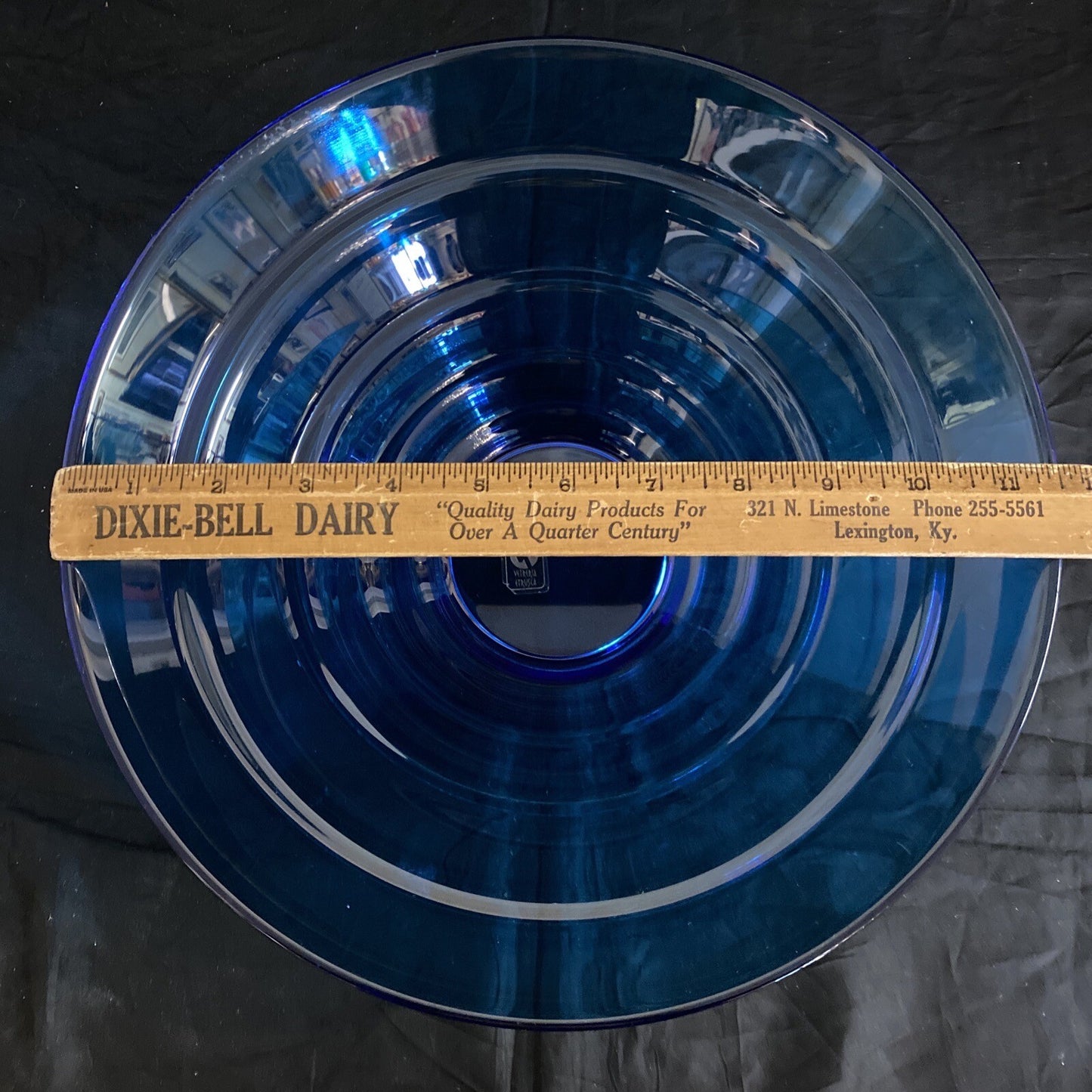 Vetreria Etrusca Italy Tiered Glass Cobalt Blue 12" Serving Bowl orig sticker