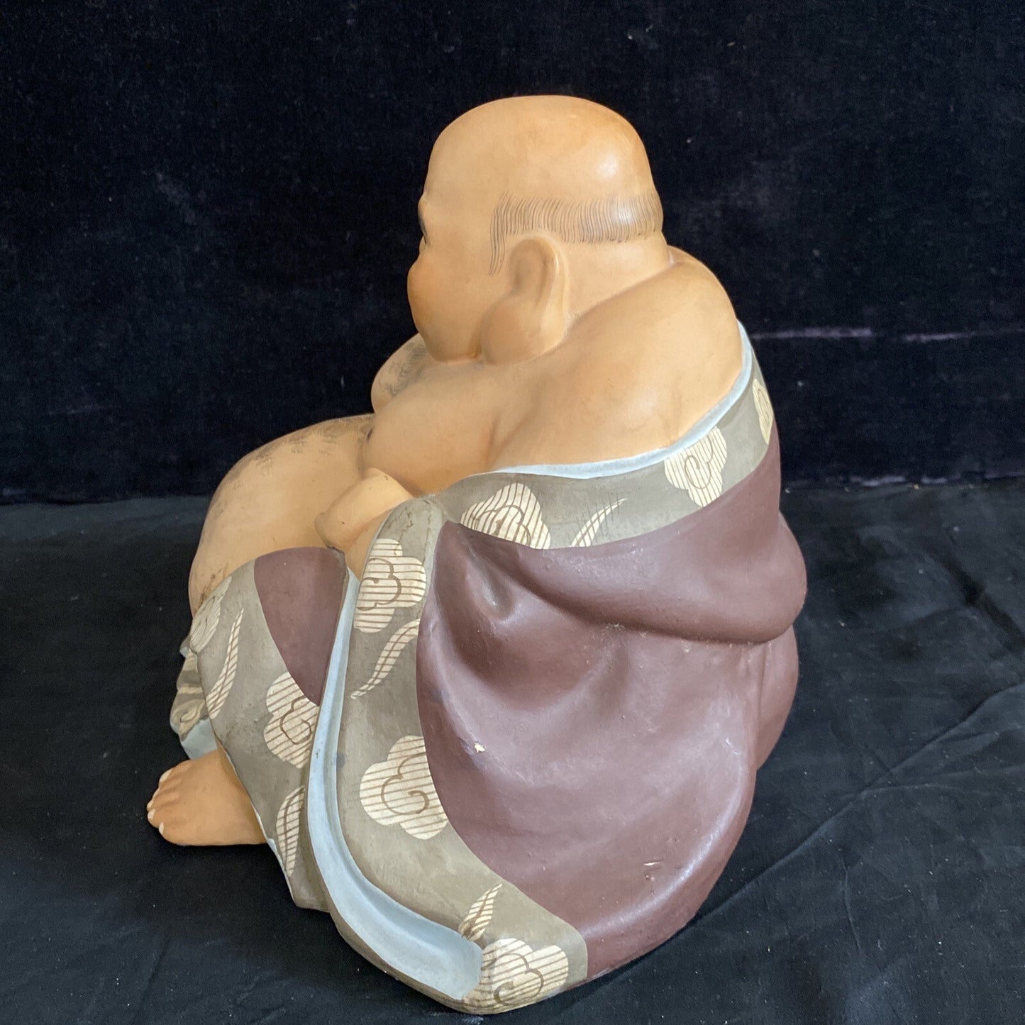 VTG Hakata Mimasu Doll Japan Large 12" Hand Painted Clay Buddha