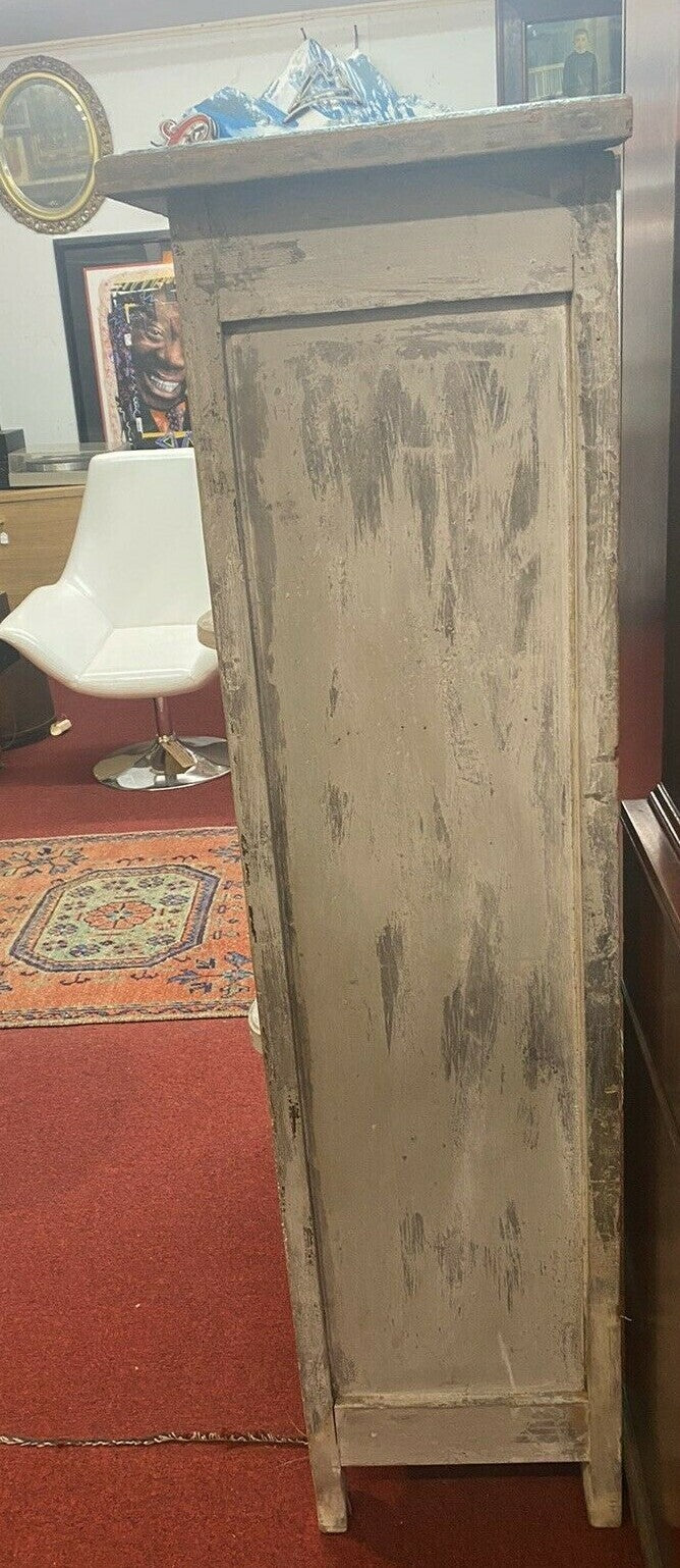 Antique Painted French Provincial Wine Cabinet Bar Rack 28 Bottles Bordeaux