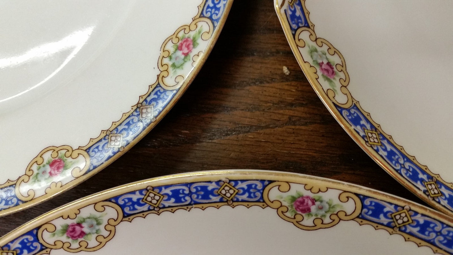 Antique KPM Pair of 12" Chargers GERMANY Pattern 27058 Blue band 1905-1920