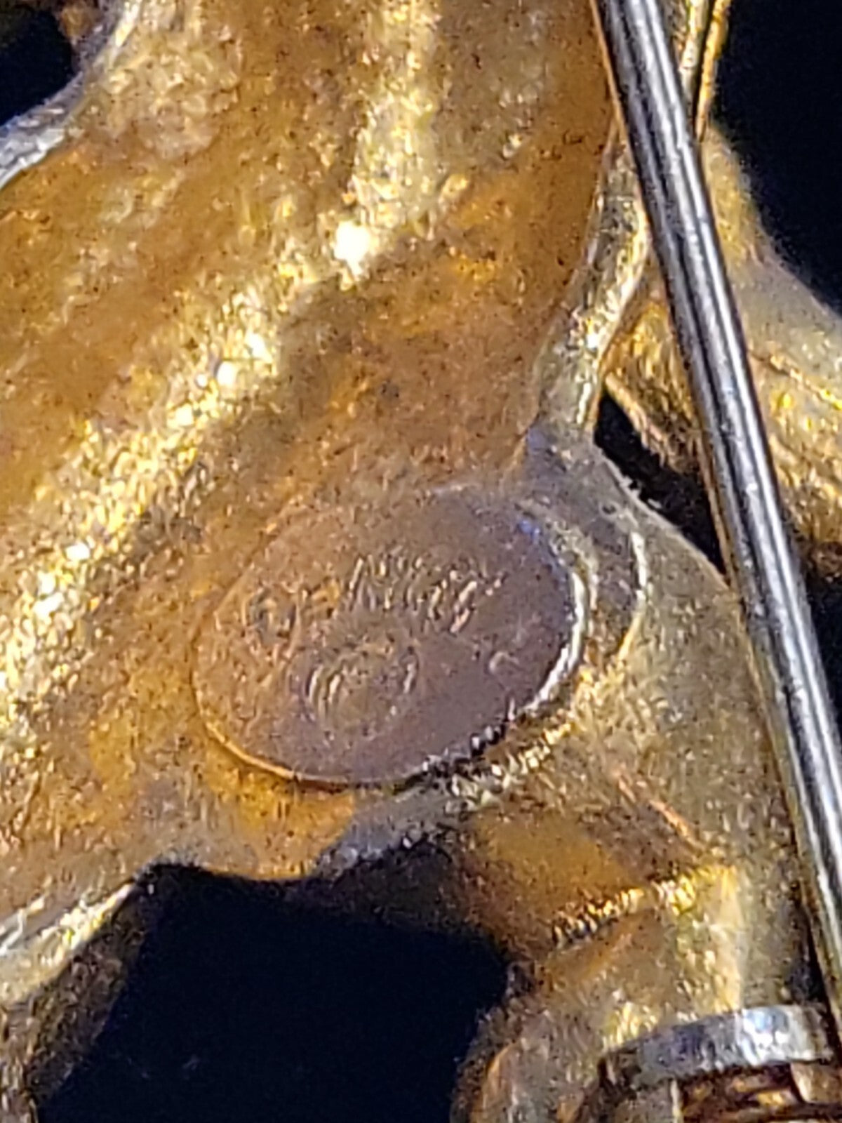 Vintage Designer Signed De Nicola Angel Baroque Rhinestones Pin Brooch