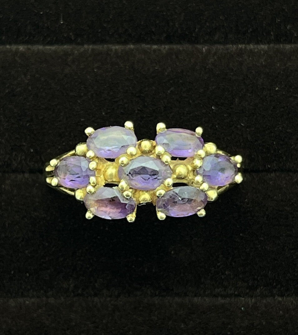 3g 14K Yellow Gold Multi Amethyst Stone Ring Size 6.75 ZRW Jewel America NYC