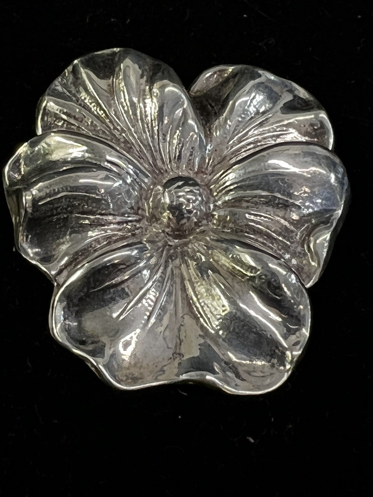 Sterling Flower Pin Brooch  1 .5 x 1.75"  Waterfall Jewelers