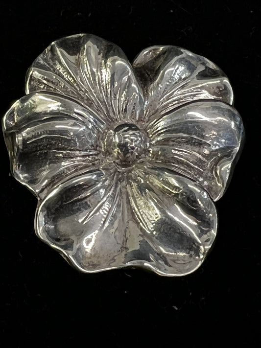 Sterling Flower Pin Brooch  1 .5 x 1.75"  Waterfall Jewelers