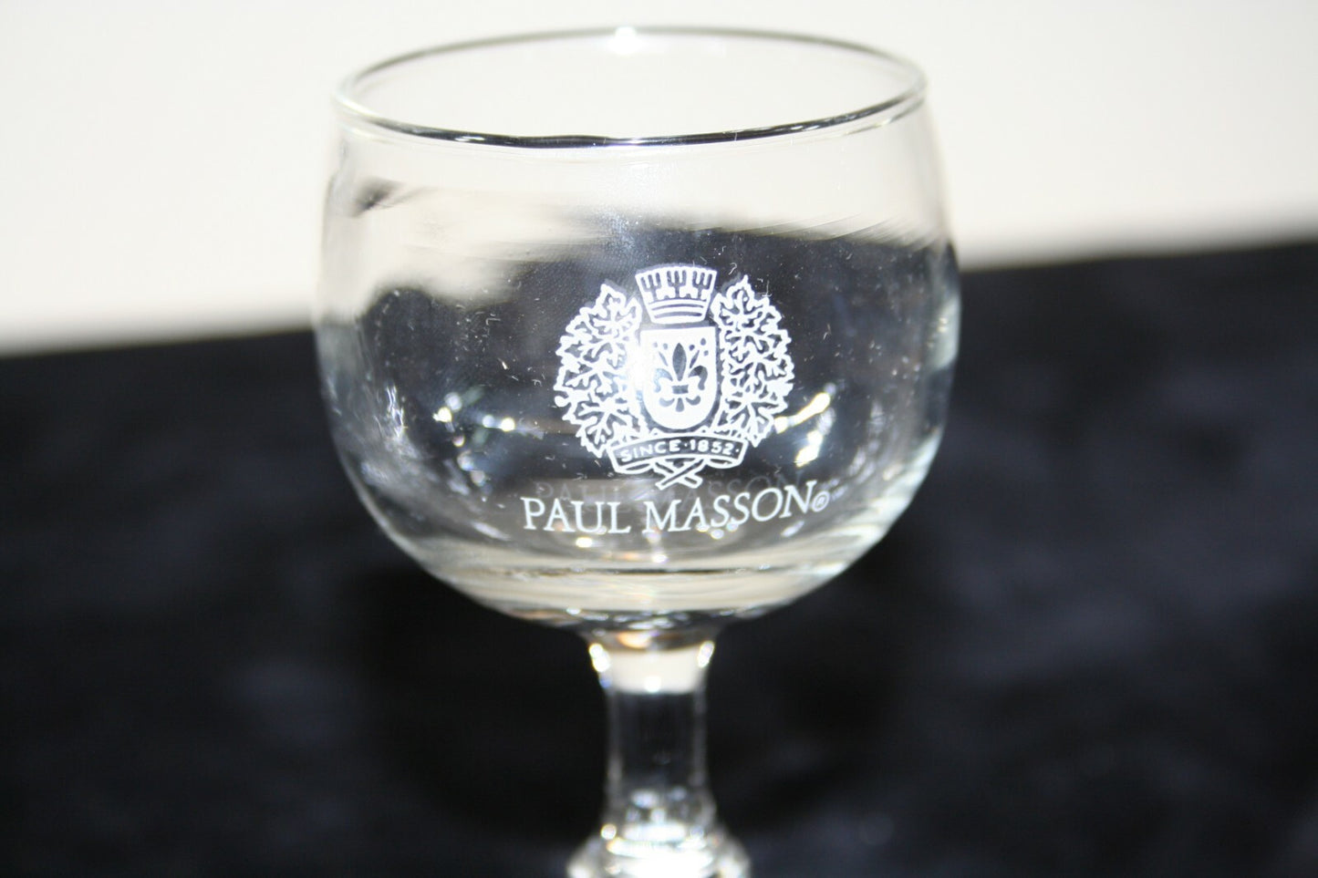 Set of 4 Original Box Paul Masson Rare Cream Sherry Glasses Engraved H 5" 2-3 oz