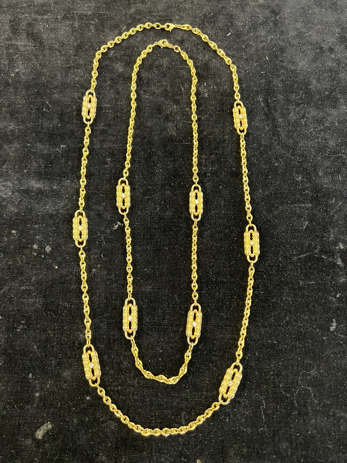 Camrose & Kross JBK gold Tone Rhinestone Paper Clip Chain Necklace 2 In One