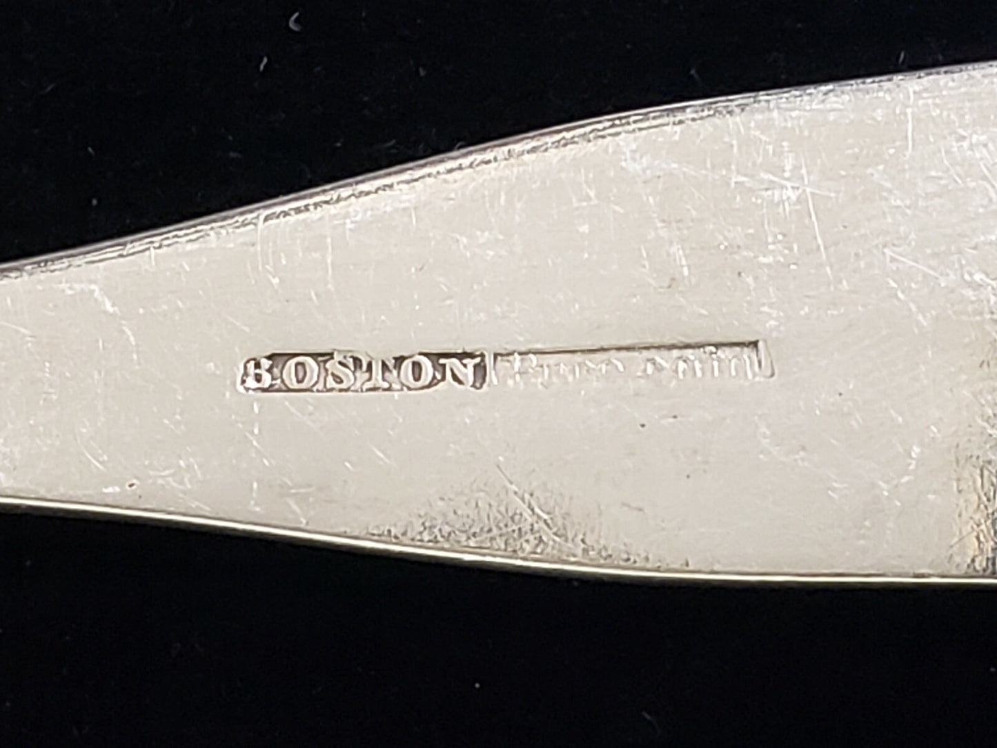 Coin Silver Pear & Bacall of Boston, MA 1850 PR TABLESPOONS "Cutler" Mono 7 5/8"