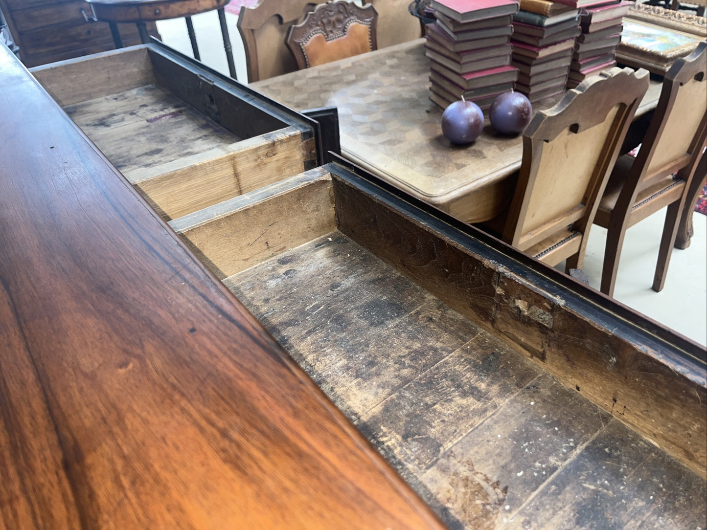 Antique French Louis XV Philippe Figured Walnut Chest Commode Sideboard Server