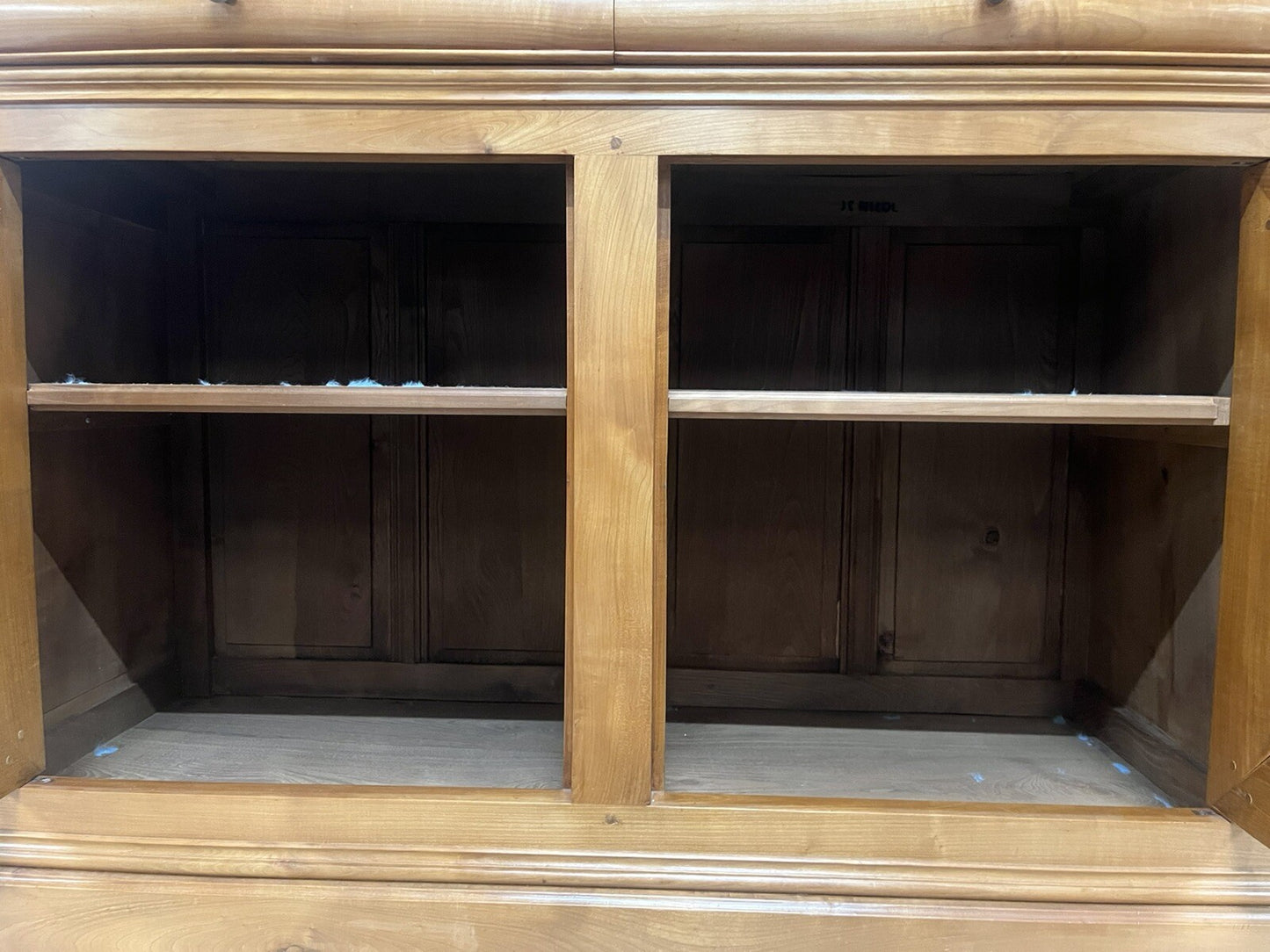 French Louis Philippe Blonde Three Door Sideboard Buffet Server Enfilade 78"W