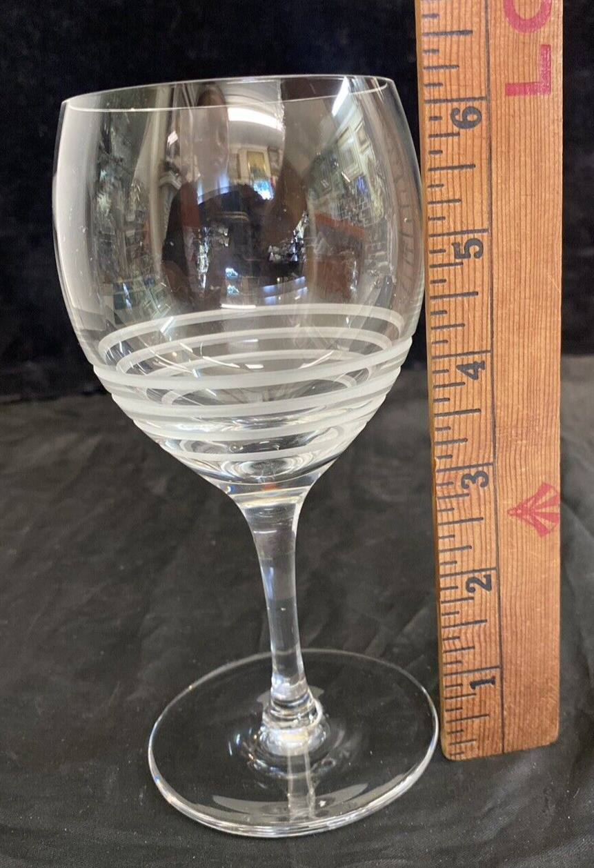 2x Hermès-Paris Fanfare Stemmed Wine Glass 6" & 6 1/4"