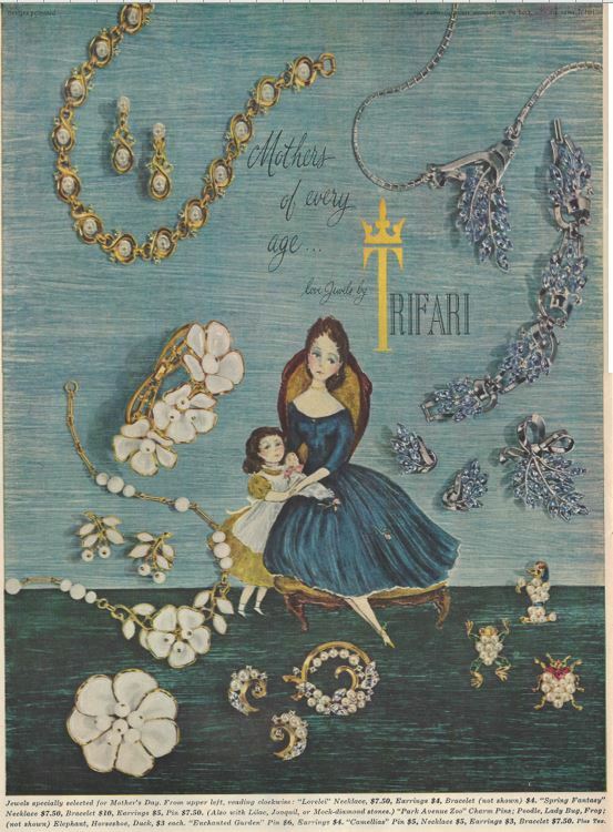 1951 TRIFARI "Spring Fantasy" Necklace 15" Choker Silver w Clear Rhinestones