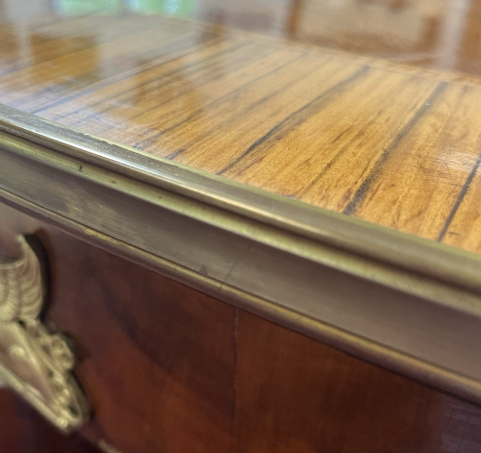 66" LARGE ROUND EMPIRE STYLE FIGURED BURL WALNUT CENTER ENTRYWAY TABLE