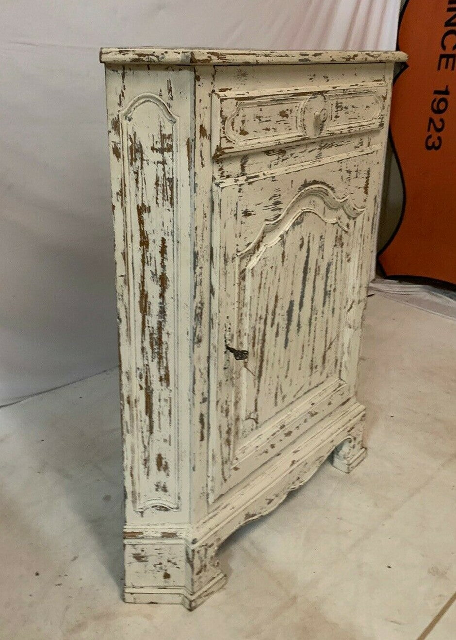 Antique French Provincial Painted Corner Cabinet Distressed Shabby Farmhouse