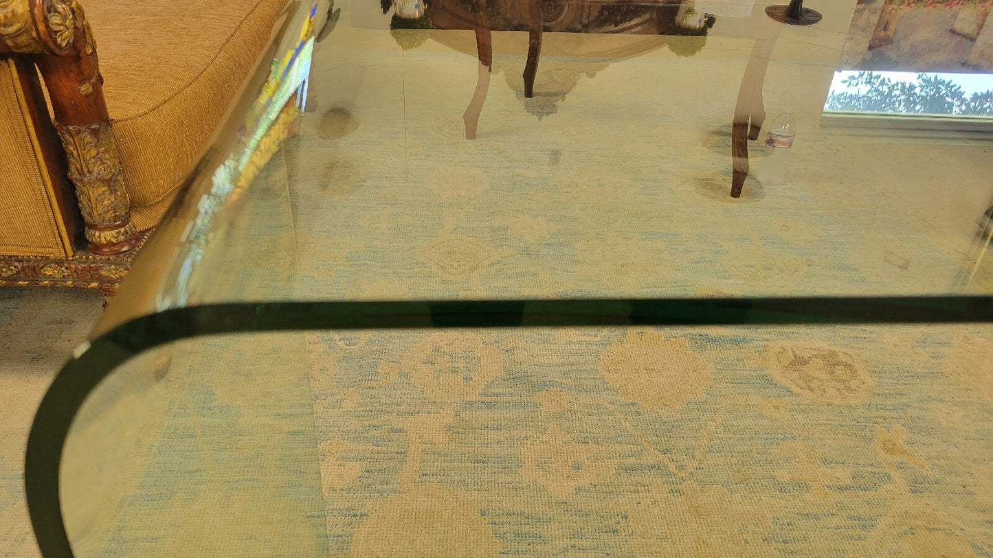 FIAM Italia Curved Glass Sofa Table  1980's By Angelo Cortesi  Post Modern