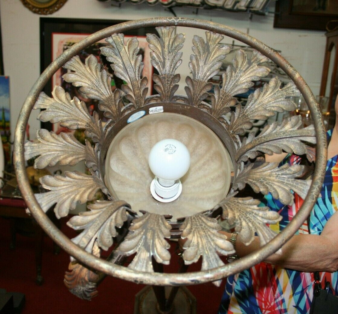 Fine Arts 6ft Floor Lamp Torchiere MSRP $1815 Iron Leaves