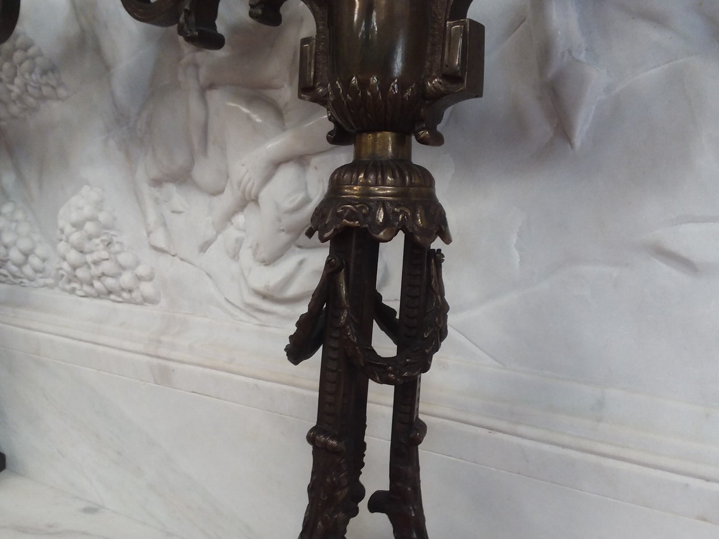 Pair Antique Bronze 5 light Candlesticks H 20" x W 18.5" Tripod Base Beautiful