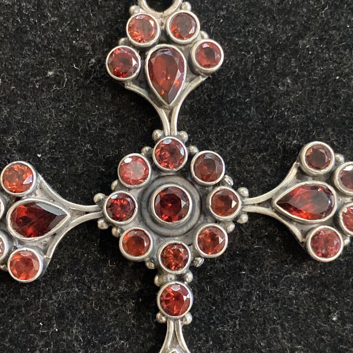 Sterling Silver 925 Garnet Stone Cross Pendant 20g
