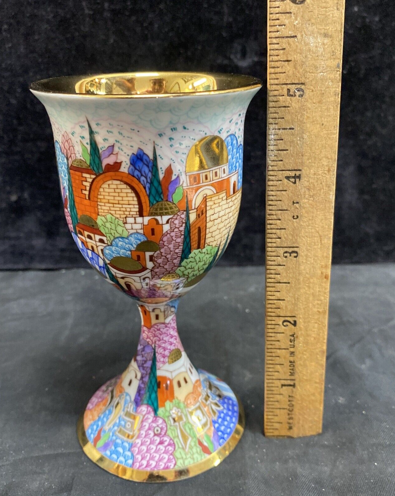 Faberge Kiddush Cup By Zvezdin’s Workshop Hand Painted Gold RARE $300