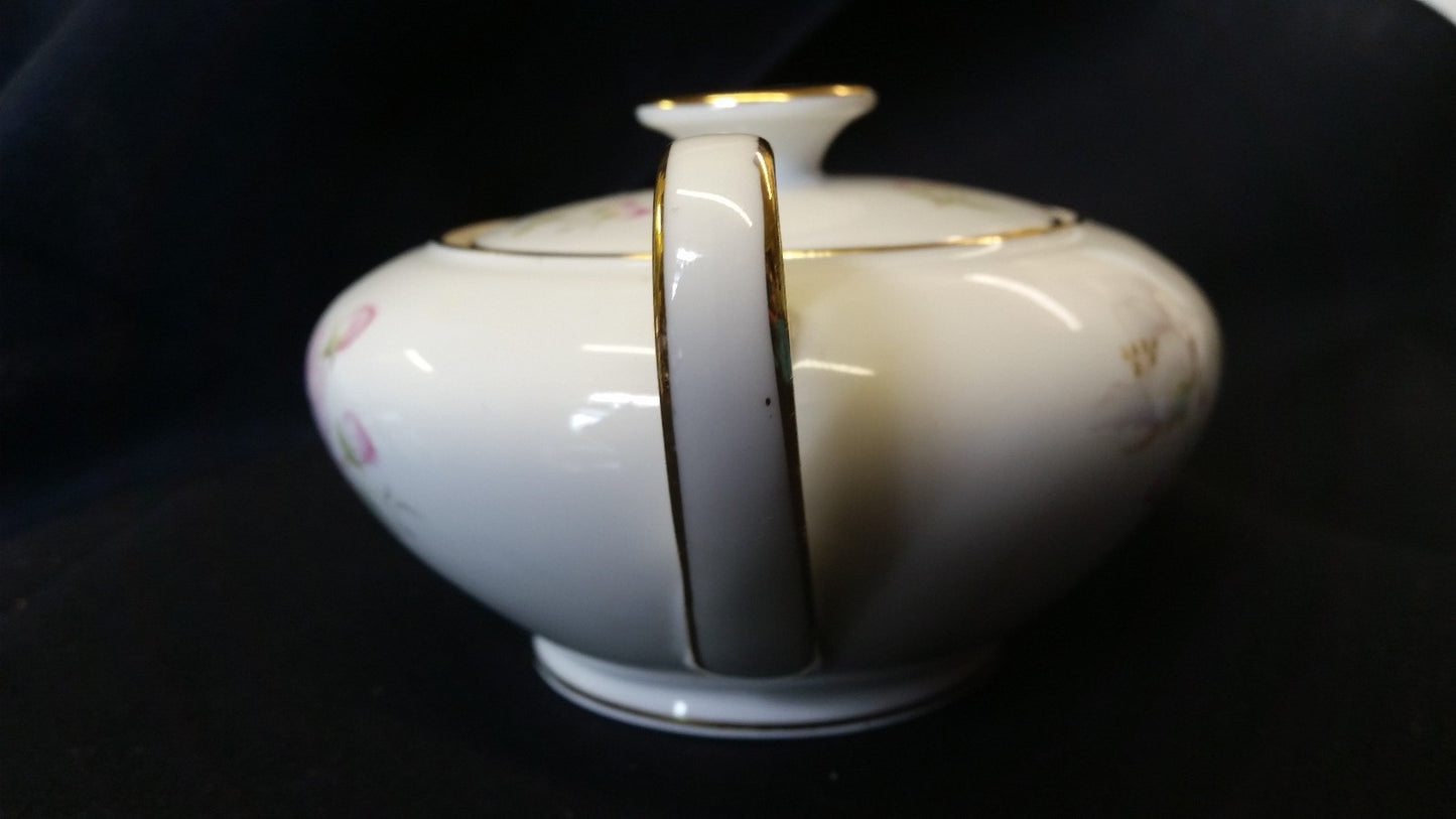 TIRSCHENREUTH china APPLE BLOSSOM 246 white SUGAR BOWL with LID 2-1/2"