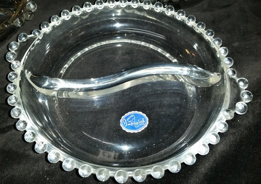 IMPERIAL Candlewick  Beaded 2 Part Relish One With Original Label