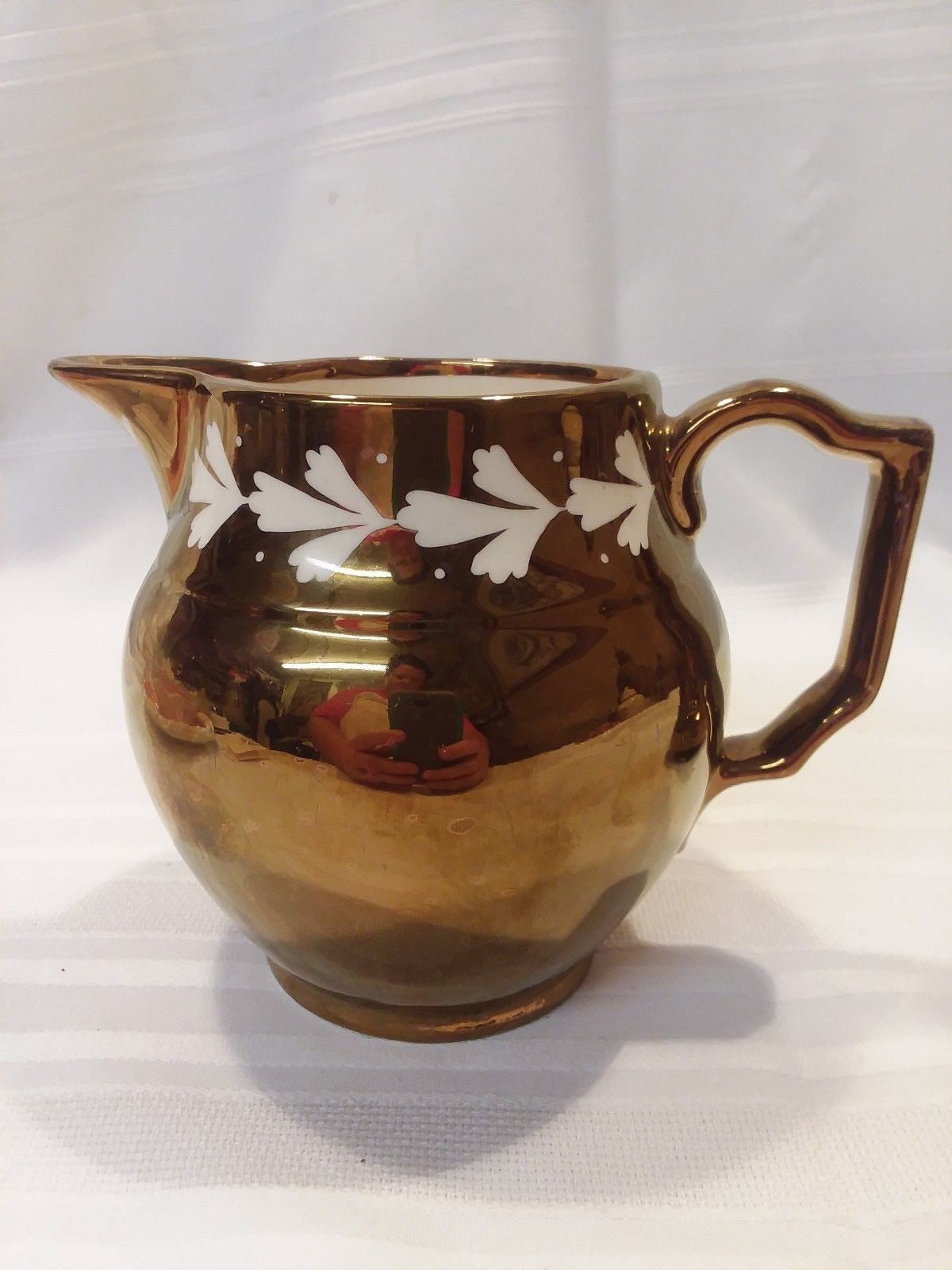 2PC GRAYS POTTERY Pitcher & Wade COPPER LUSTRE CREAMER