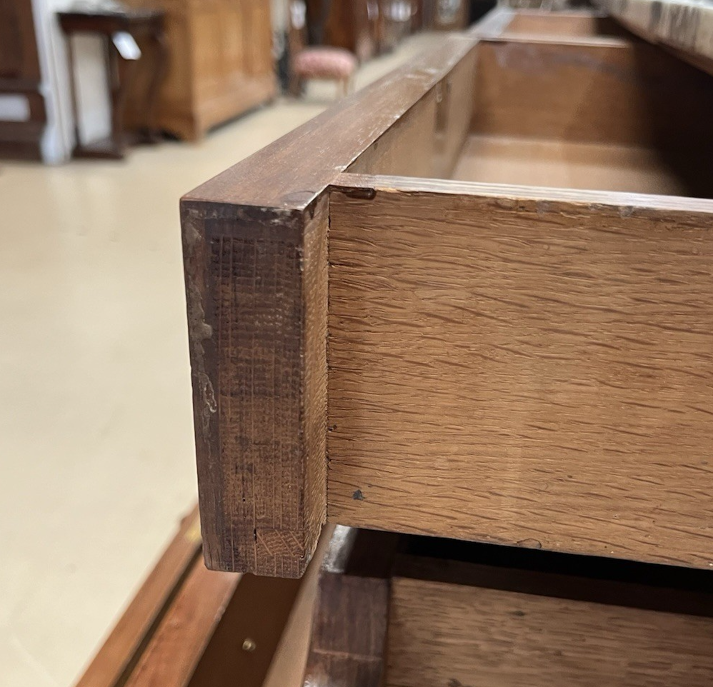 ANTIQUE FRENCH TRANSITIONAL BRONZE ORMOLU MOUNTED WHITE MARBLE-TOP COMMODE CHEST