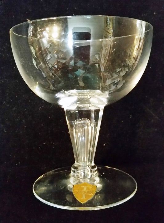 Tiffin Contemporary Pattern Stem 17581  Glass Champagne Original sticker 1954