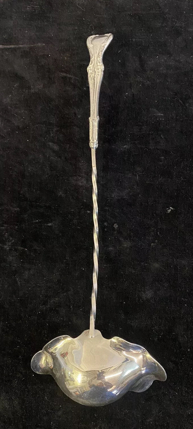 Rare Antique Rococo Twisted Handle Undulating Bowl Silverplated "17" Punch Ladle