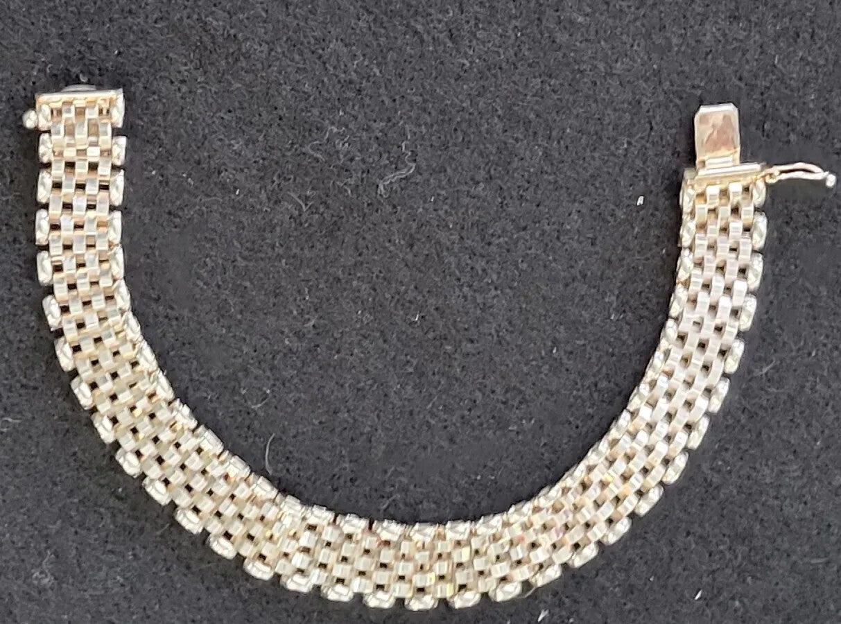 Vintage fine Italian sterling silver elegant link bracelet, Milor Italy, unique