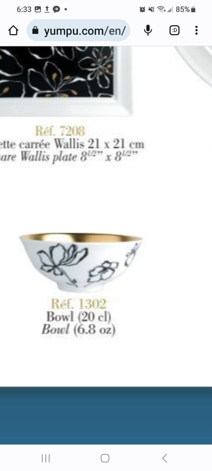 6pc Bernardaud “Or Noir” Place Setting Dinner, Salad, BB, C/S, gold bowl BH305