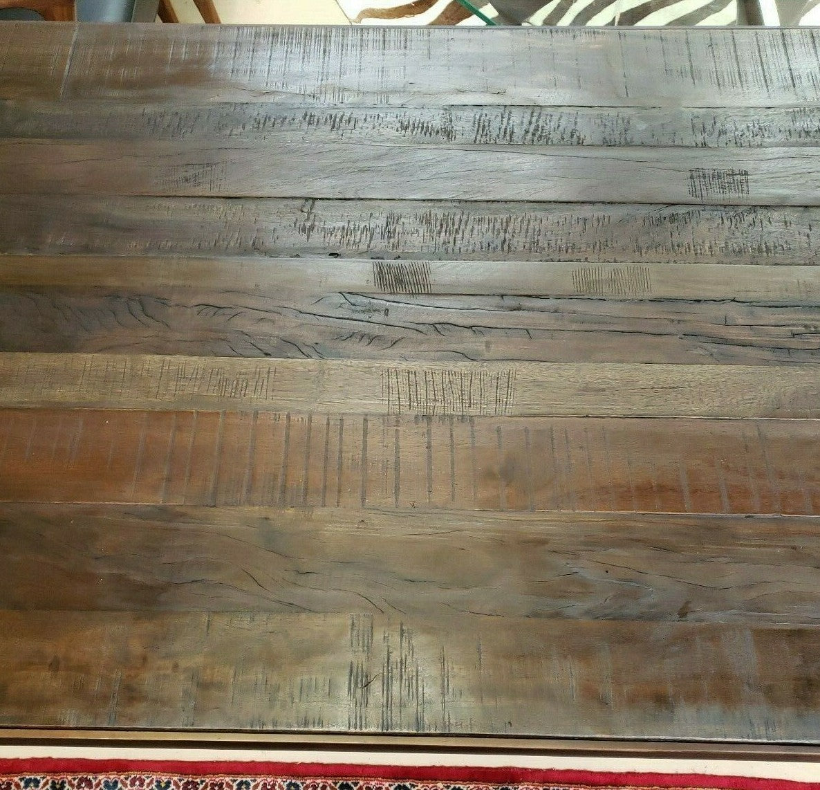 Restoration Hardware Style Metal Reclaimed Wood Table X Stretcher Dining Table