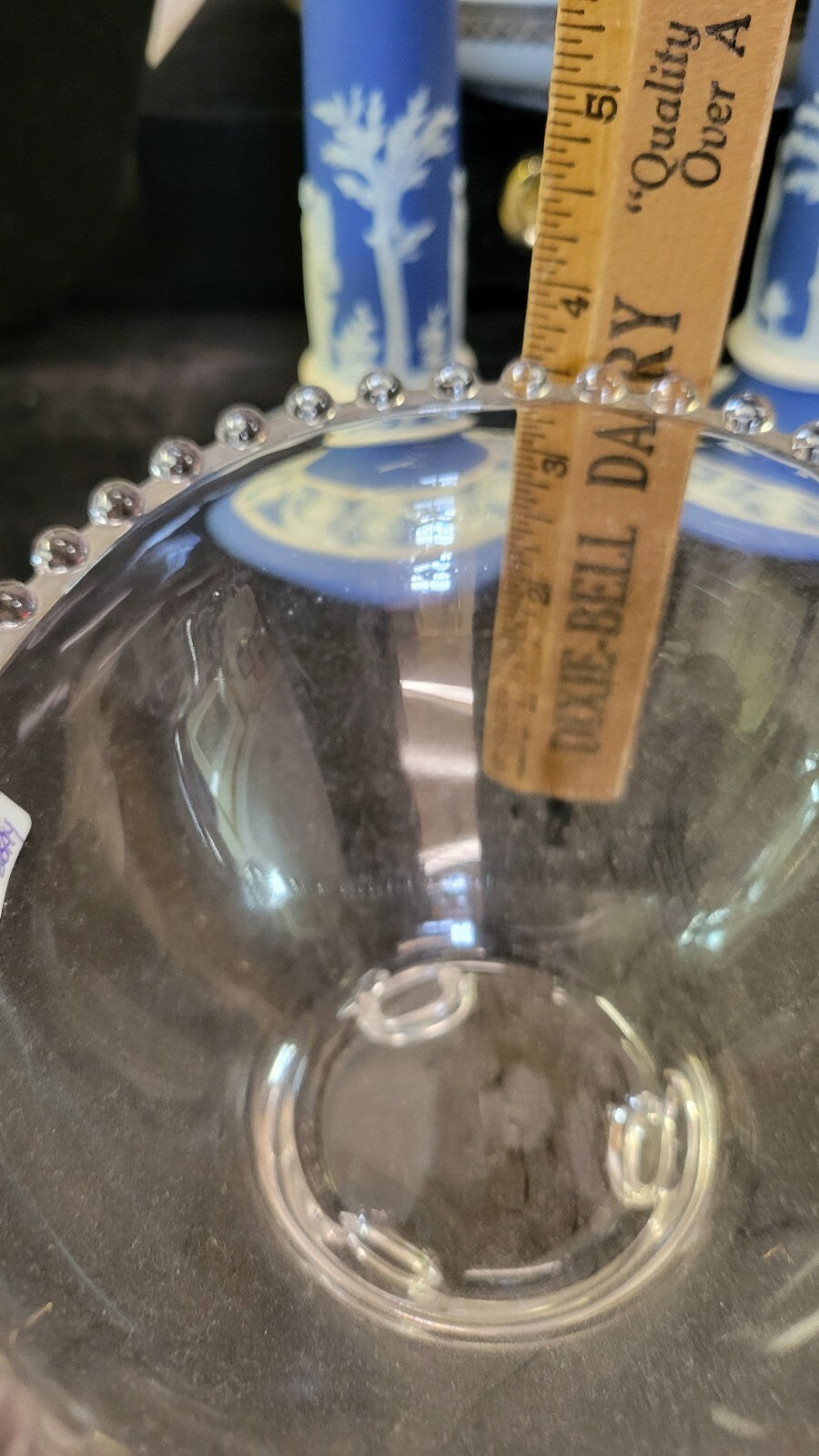 Imperial  CANDLEWICK 3 toed Bowl w beaded shaped edge  6" x 5.5" x H 4"