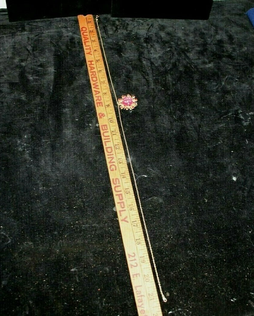 Vtg Celestial Moon and Stars Pendant Faux Amethyst Cabochon w Rhinestones Rubies