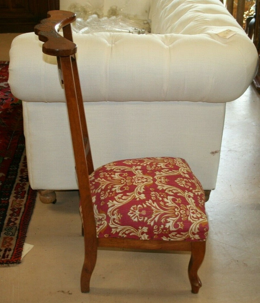 Antique French Walnut Prie Dieu  Prayer Chair Kneeler Religious Catholic  1800's