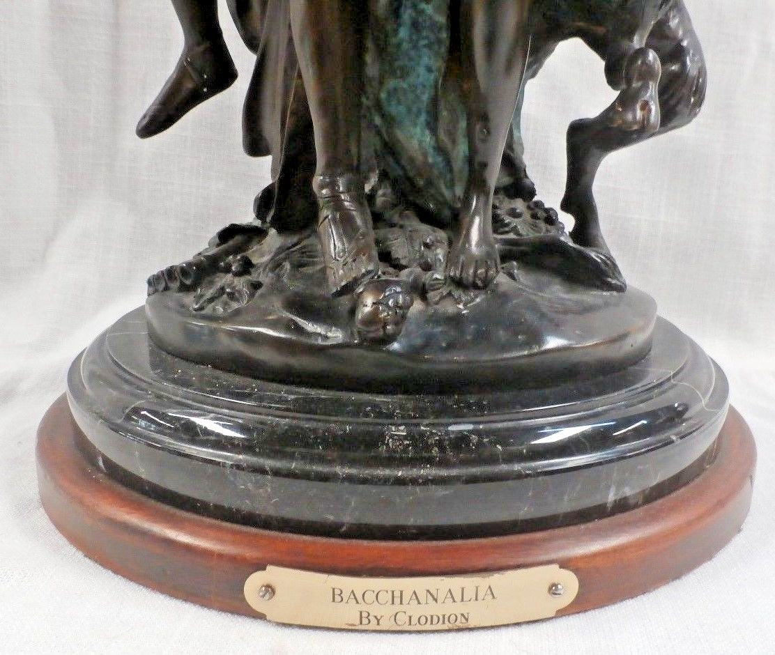 Bronze Bacchanalia Statue Clodion 2 Women Dancers Celebrating Wine Tambourine