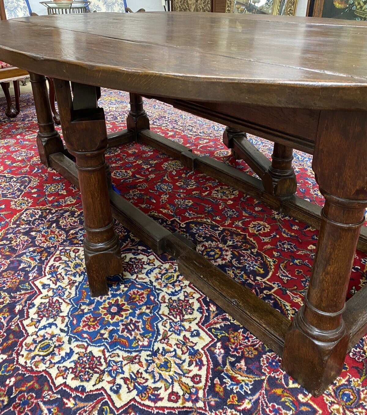 ANTIQUE 19th CENTURY ENGLISH OAK OVAL GATE LEG DROP LEAF DINING TABLE