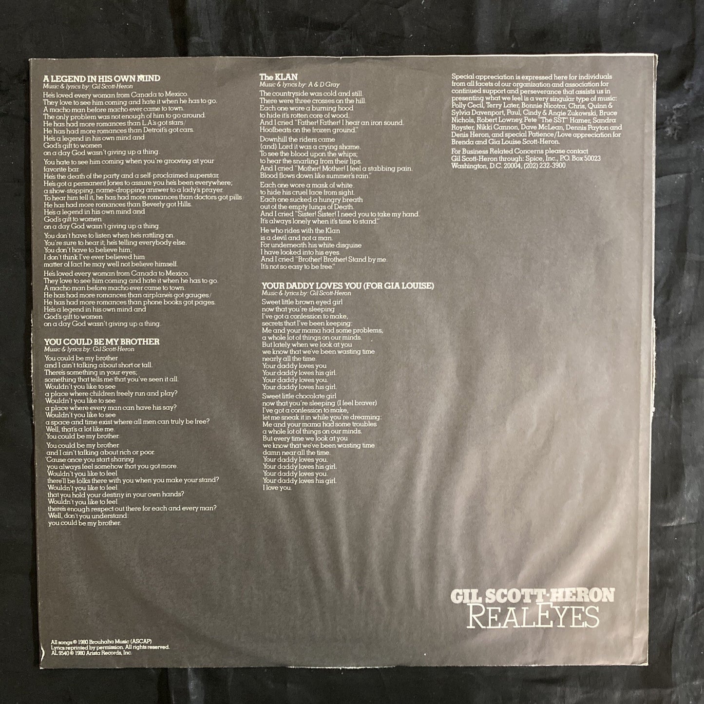 NM 1st PRESS GIL SCOTT-HERON Real Eyes ARISTA LP AL 9540