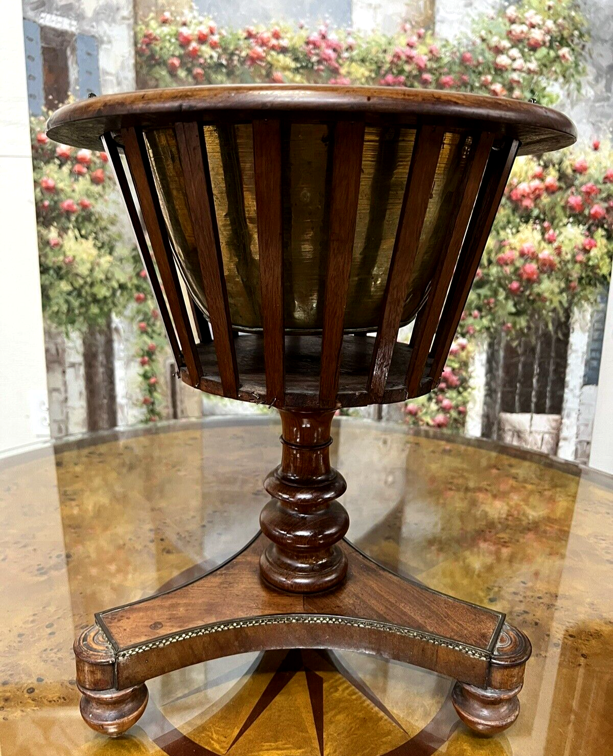 Antique French Fluted Jardiniere Planter Wine Champagne Chiller Bucket w/ Handle