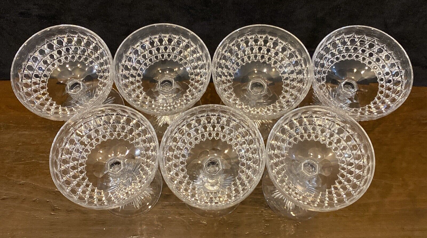 1875 Dorflinger Diamond Hob Saucer Champagne Brilliant Cut Glasses 4.75" BH313C