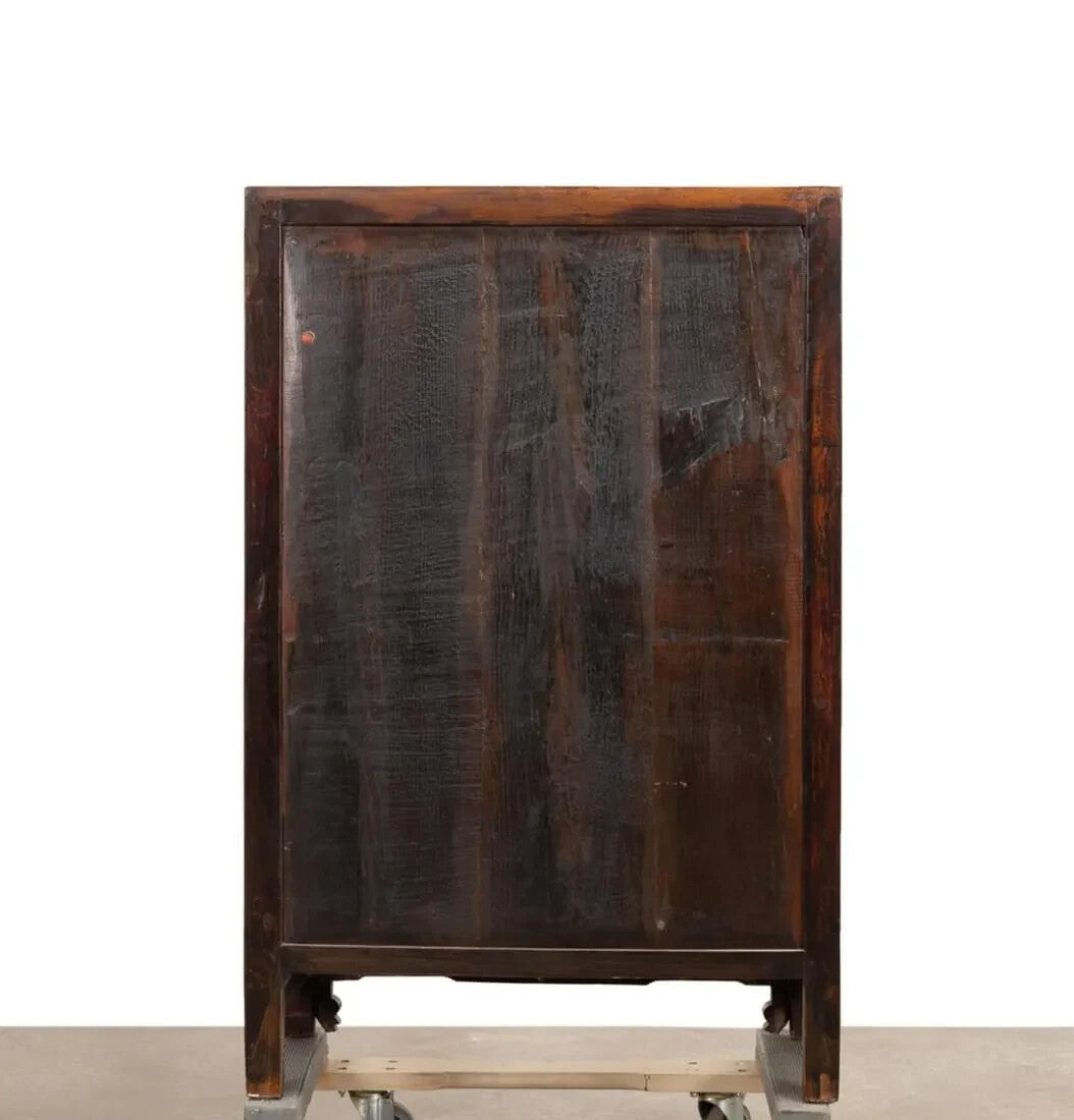 CHINESE DOUBLE DOOR HARDWOOD BOOK CASE LIQUOR CABINET ARMOIRE