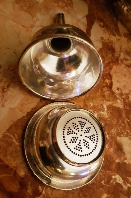 Antique English Georgian Silver Plate 2 pc Wine Funnel